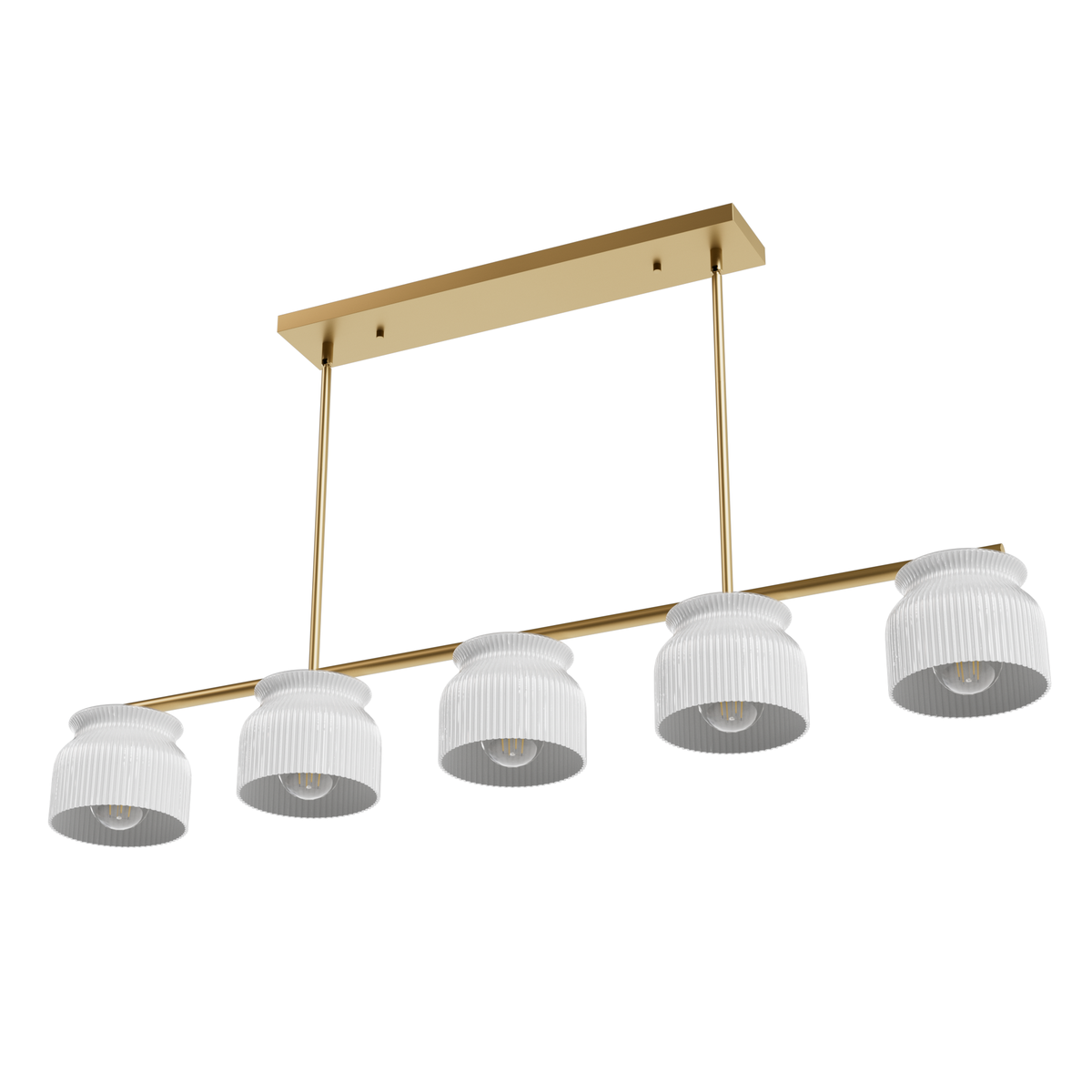 Harlowe 51-inch 5-light Luxe Gold Linear Chandelier with Cased White Glass