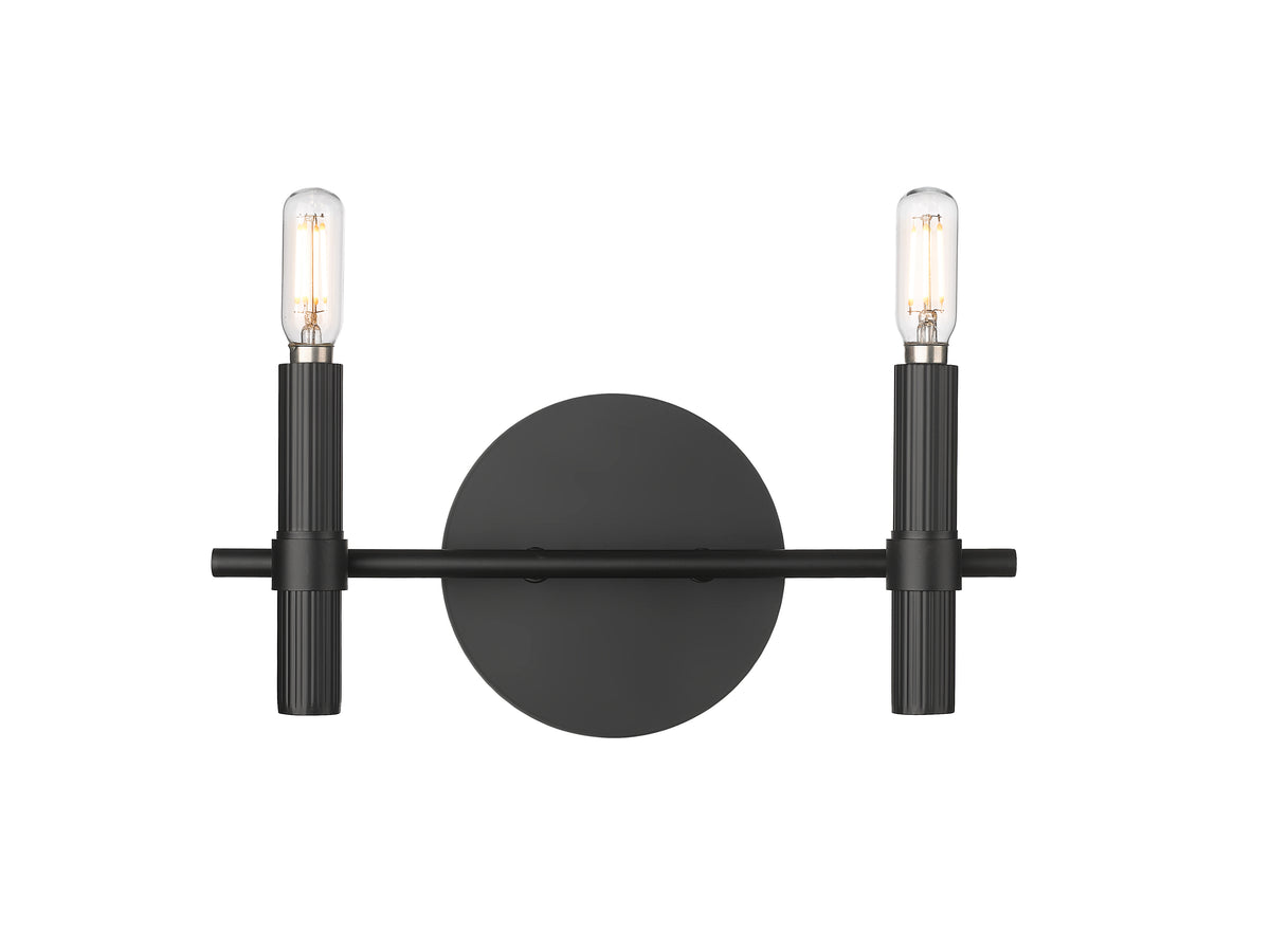 13'' Skyva Matte Black 2 Light Bath Vanity
