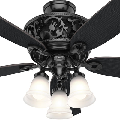 54 inch Promenade ENERGY STAR® Gloss Black Ceiling Fan with LED Light Kit and Handheld Remote
