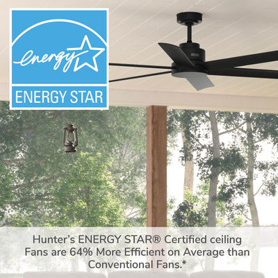 60 inch Kennicott ENERGY STAR® Matte Black Damp Rated Ceiling Fan and Handheld Remote