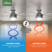 46 inch Anslee Matte Silver Low Profile Ceiling Fan with LED Light Kit and Pull Chain