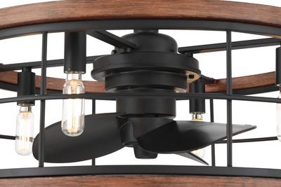 22 inch Bridgette Fandelier Matte Black Ceiling Fan with Light Kit and Handheld Remote