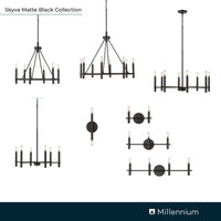 13'' Skyva Matte Black 2 Light Bath Vanity
