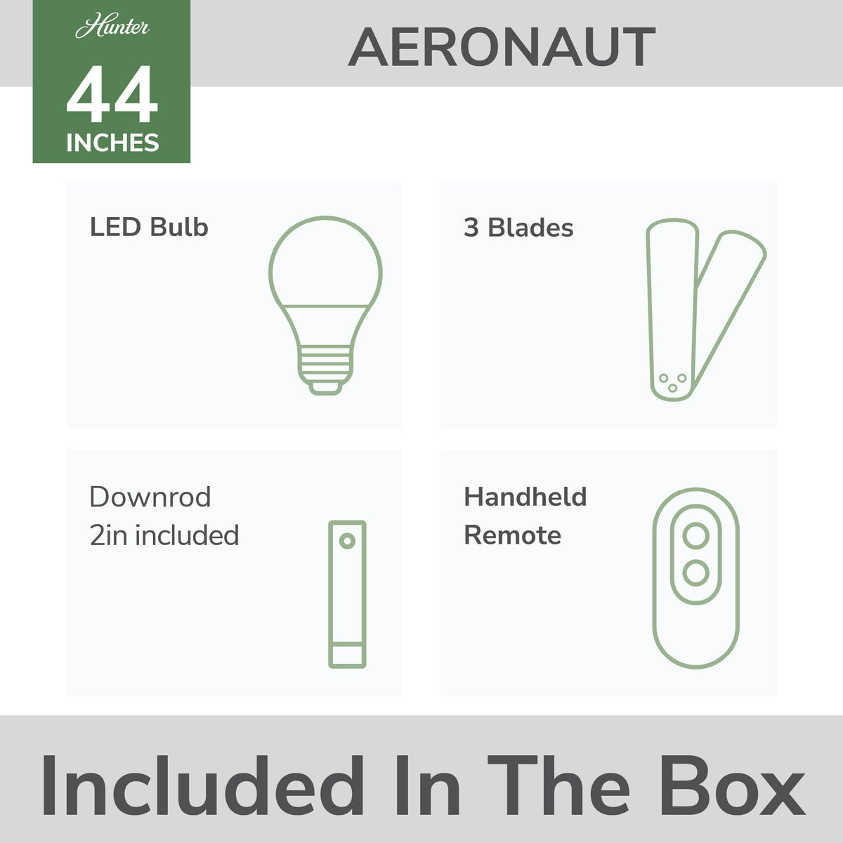 44 inch Aeronaut  Wi-Fi ENERGY STAR® Matte Black Damp Rated Ceiling Fan with LED Light Kit and Handheld Remote