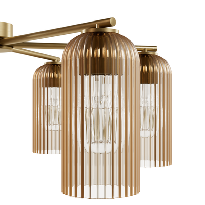 Beverly Glen 31-inch 6-light Luxe Gold Chandelier with Amber Glass