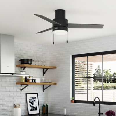 52 inch Brunner Matte Black Low Profile Ceiling Fan with LED Light Kit and Pull Chain