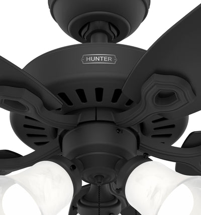 52 inch Builder Matte Black Ceiling Fan with LED Light Kit and Pull Chain