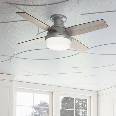 44 inch Dempsey Matte Silver Low Profile Ceiling Fan with LED Light Kit and Handheld Remote