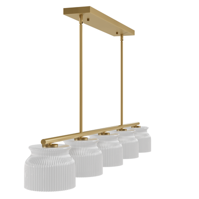 Harlowe 51-inch 5-light Luxe Gold Linear Chandelier with Cased White Glass