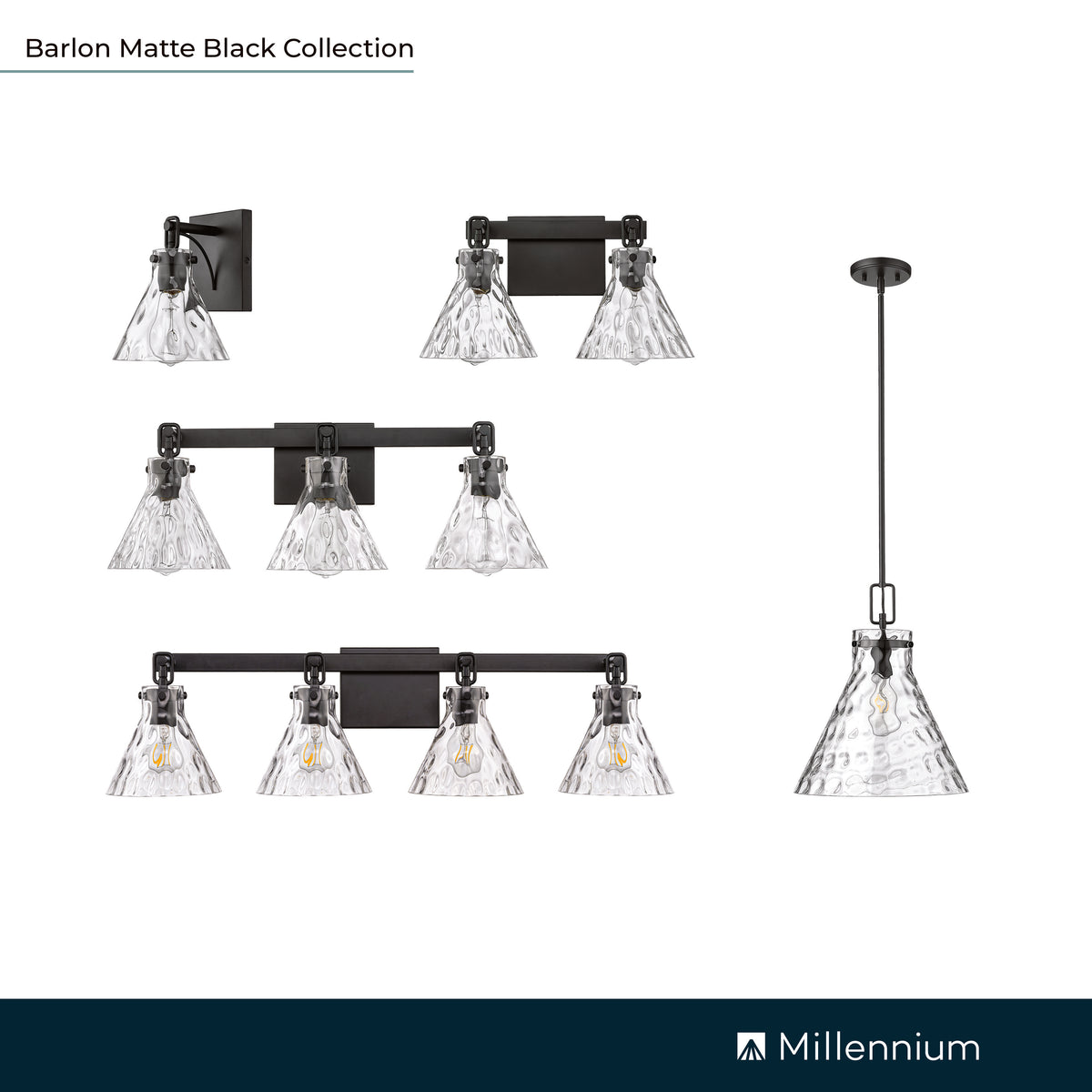 7.13'' Barlon Matte Black 1 Light Wall Sconce