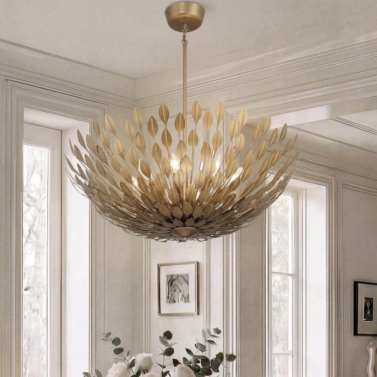 10.75'' Merylmint Painted Aged Brass 8 Light Pendant
