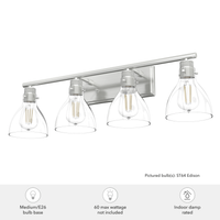 Van Nuys 32-inch 4-light Brushed Nickel Vanity Light with Clear Glass