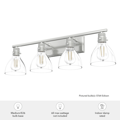 Van Nuys 32-inch 4-light Brushed Nickel Vanity Light with Clear Glass