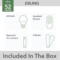 52 inch Erling ENERGY STAR® Fresh White Ceiling Fan with LED Light Kit and Handheld Remote
