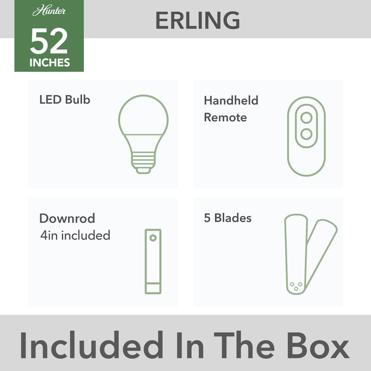 52 inch Erling ENERGY STAR® Fresh White Ceiling Fan with LED Light Kit and Handheld Remote