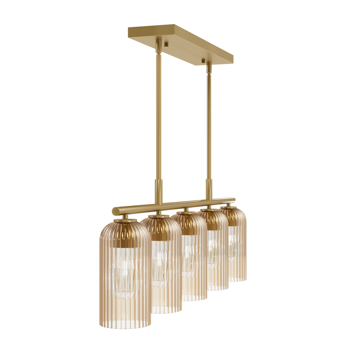 Beverly Glen 37-inch 5-light Luxe Gold Linear Chandelier with Amber Glass