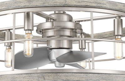 22 inch Bridgette Fandelier Brushed Nickel Ceiling Fan with Light Kit and Handheld Remote