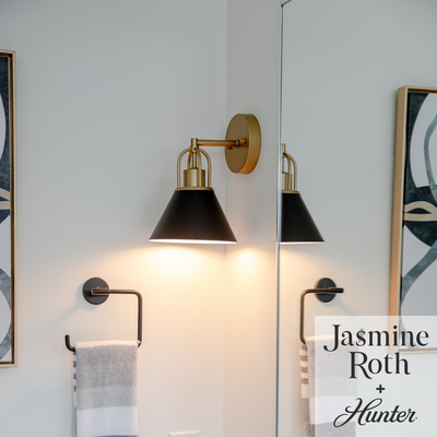 Carrington Isle 10.25-inch 1-light Matte Black and Luxe Gold Wall Sconce with Matte Black Metal Shade